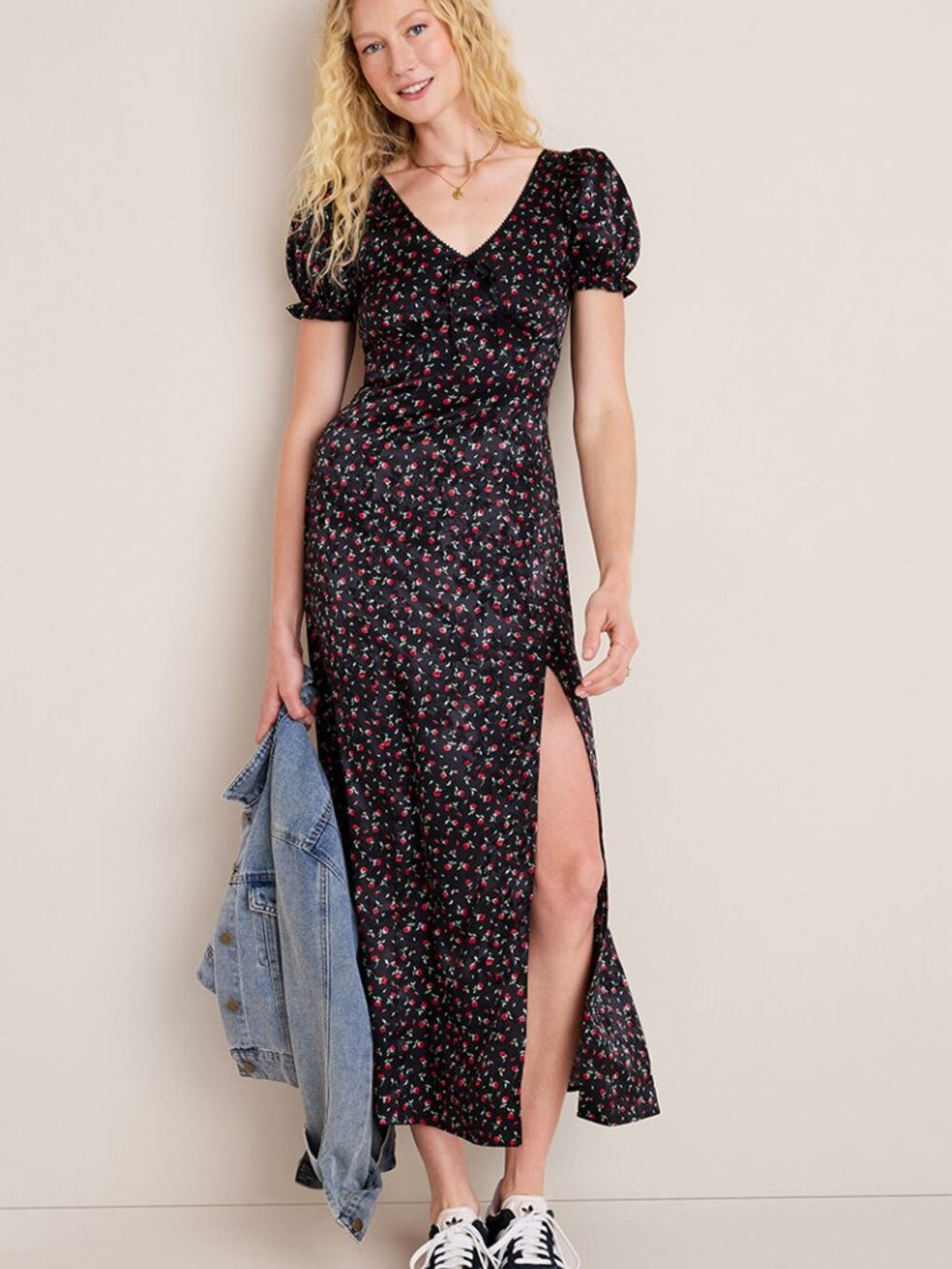 Brand New Black Francesca's Mia Ditsy Floral Midi Dress - Size XL - NWT